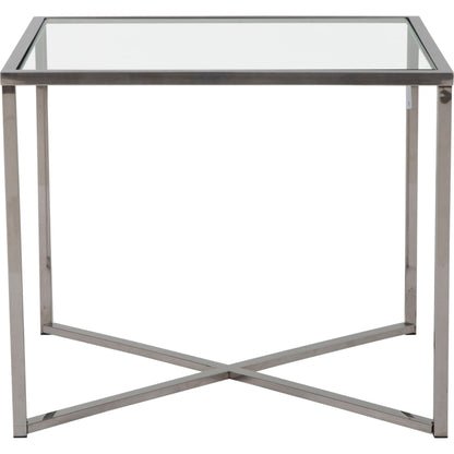 Table d'appoint croisée en verre
