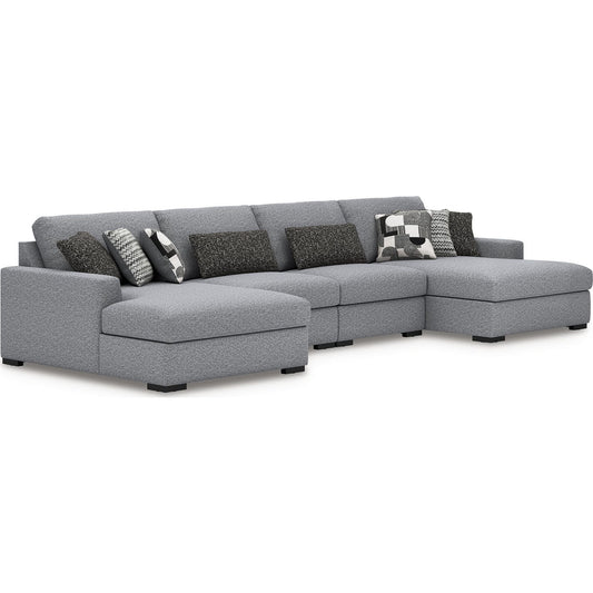 Canapé modulable Bealton 4 pièces avec méridienne double - Sel et poivre