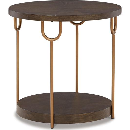Table d'appoint Brazburn - Finition marron foncé/doré