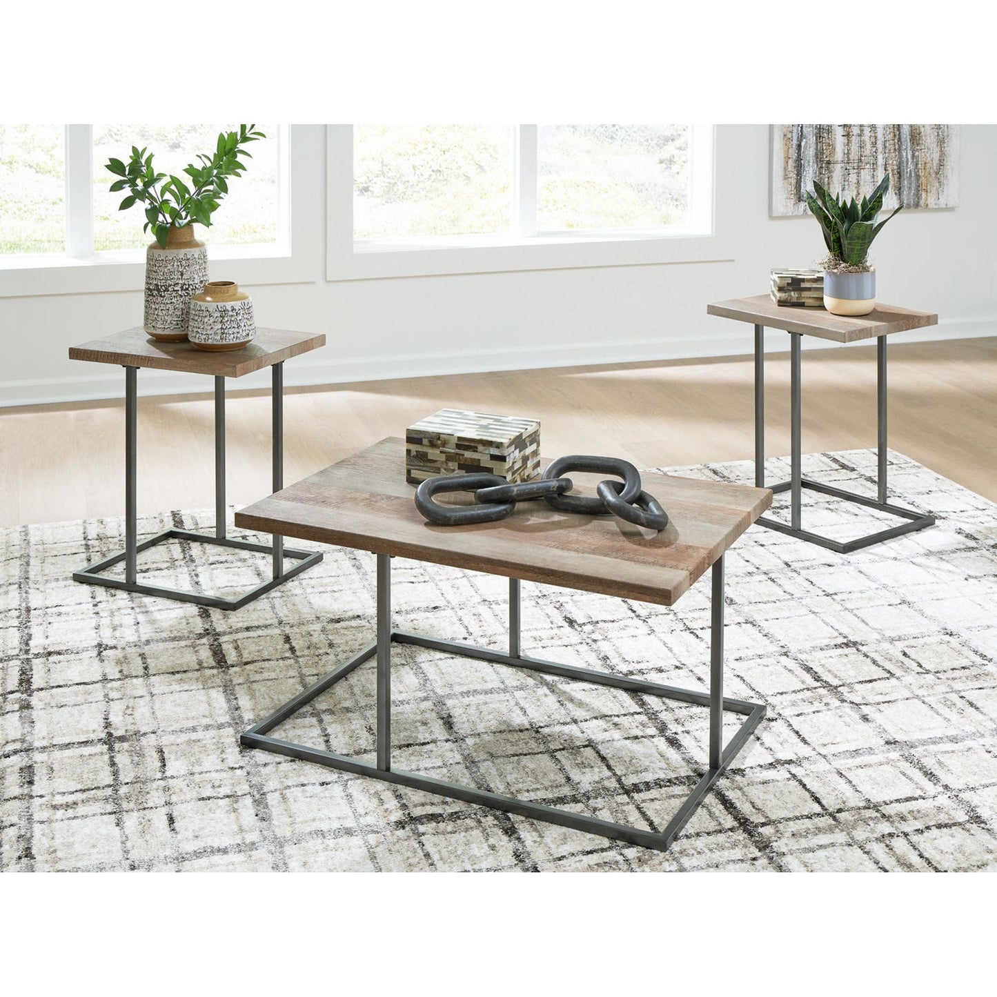 Tables Albreane (lot de 3) - Brun grisâtre/noir