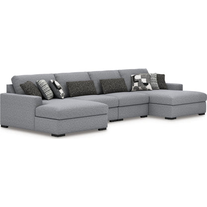 Canapé modulable Bealton 4 pièces avec méridienne double - Sel et poivre