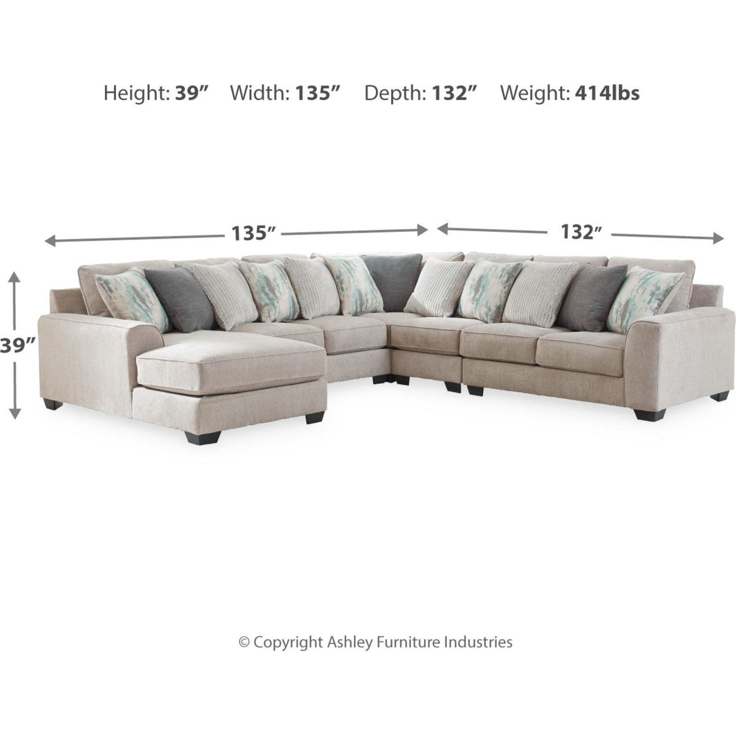 Canapé modulable Ardsley 5 pièces avec méridienne