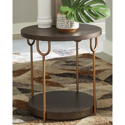 Table d'appoint Brazburn - Finition marron foncé/doré