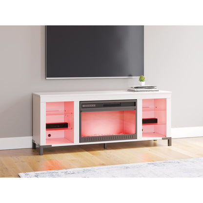 Meuble TV Brollevi avec cheminée - Blanc