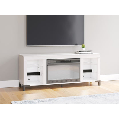 Meuble TV Brollevi avec cheminée - Blanc