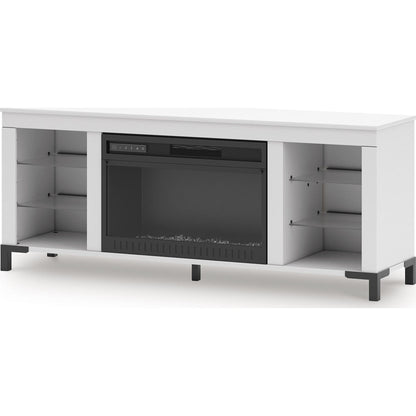 Meuble TV Brollevi avec cheminée - Blanc