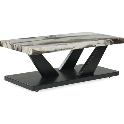Lot de 3 tables Cendill - Marron foncé/blanc/noir