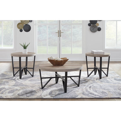 Lot de 3 tables Deanlee - Brun grisâtre/noir