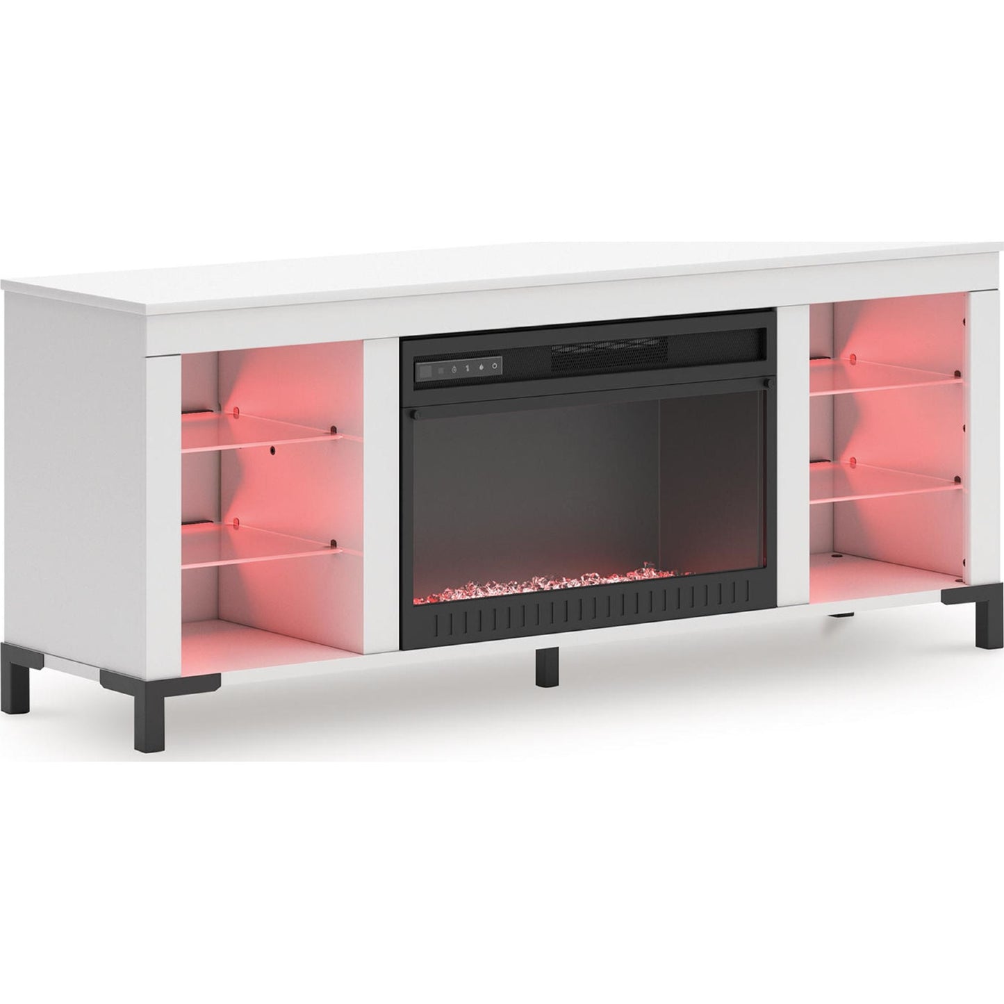 Meuble TV Brollevi avec cheminée - Blanc