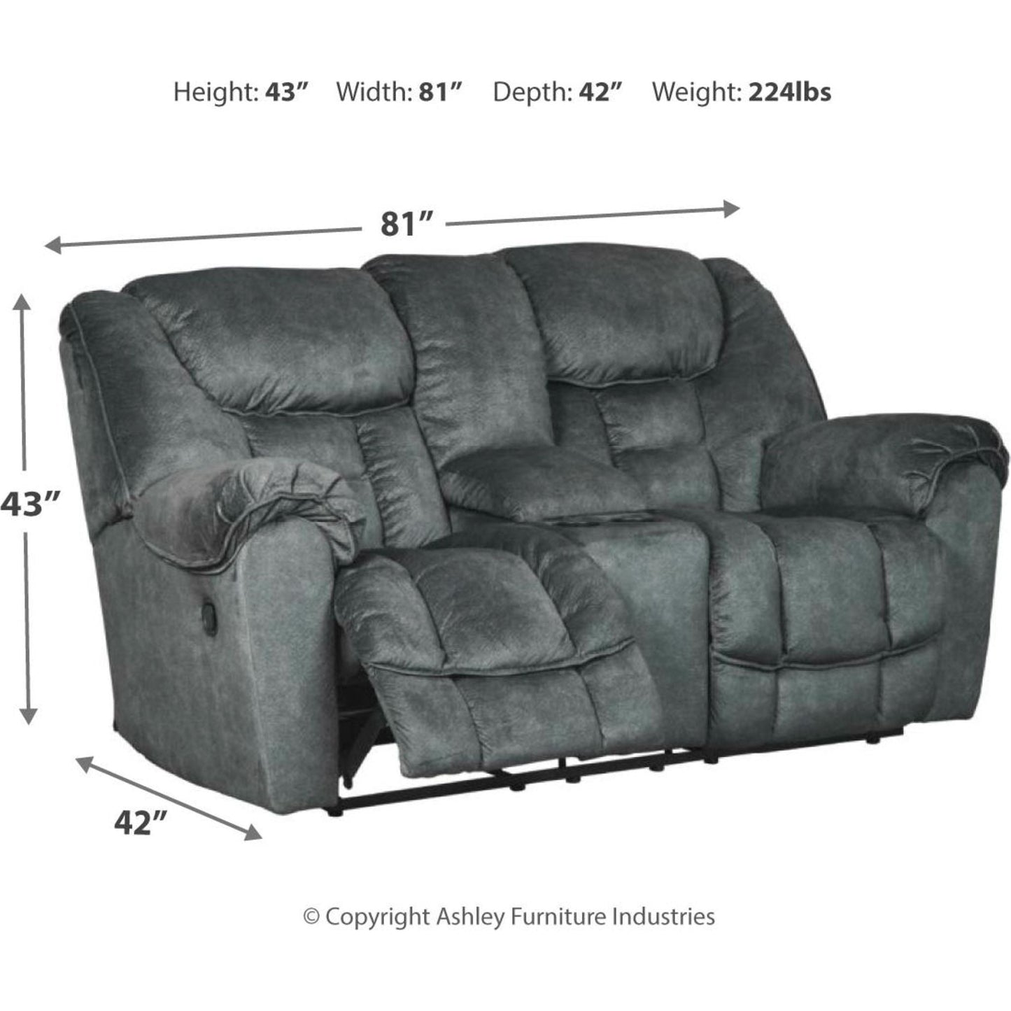Causeuse inclinable Capehorn avec console - Granit