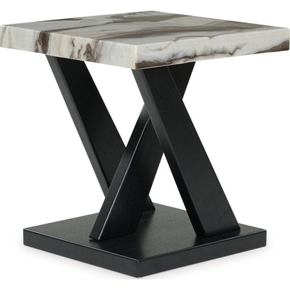 Lot de 3 tables Cendill - Marron foncé/blanc/noir