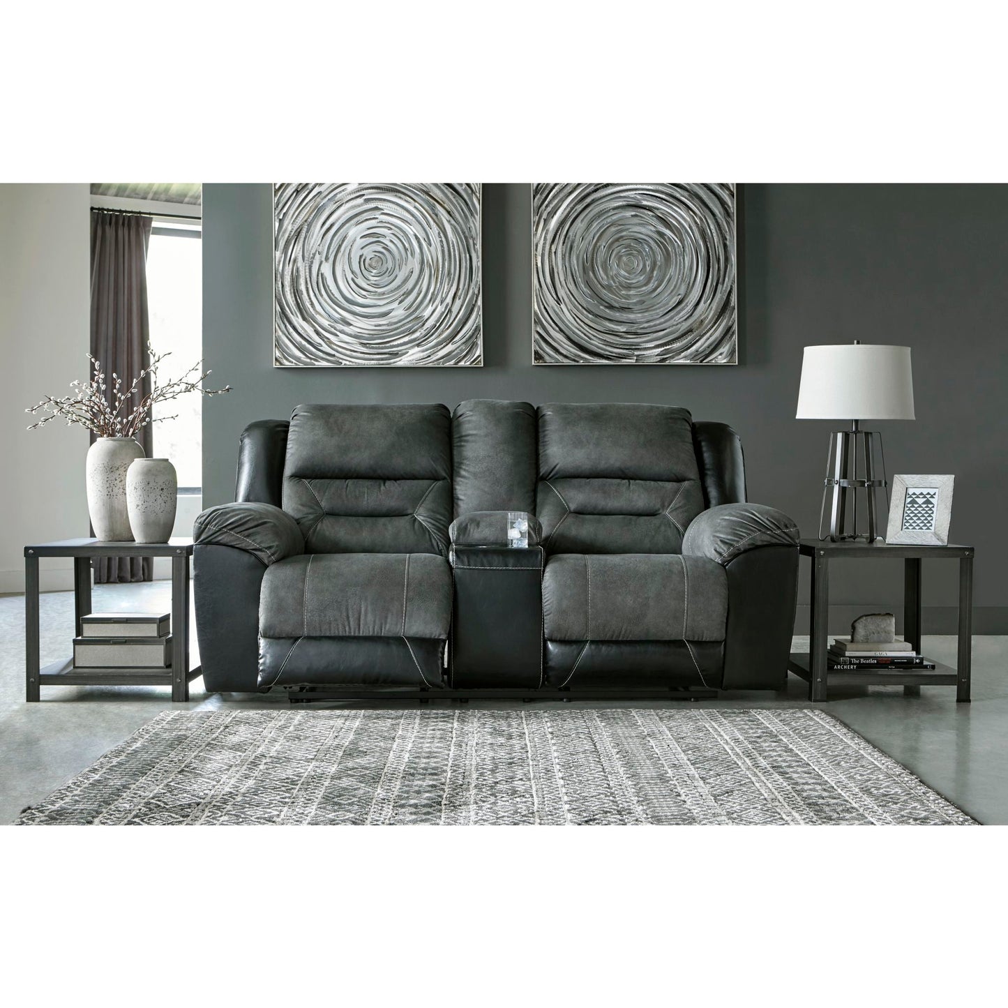 Causeuse inclinable Earhart avec console - Ardoise