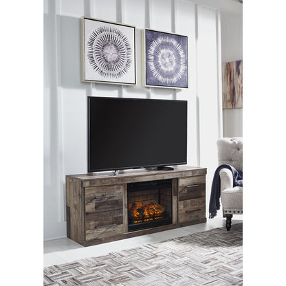 Meuble TV Derekson avec cheminée - Gris multi