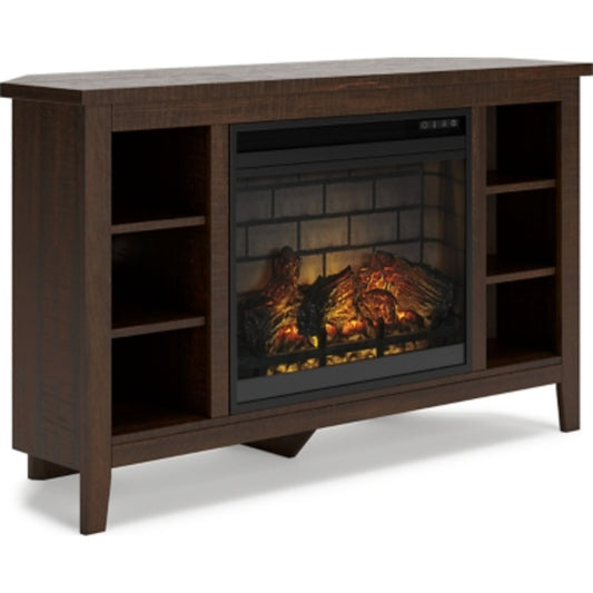 Meuble de divertissement Camiburg avec cheminée - Brun chaud