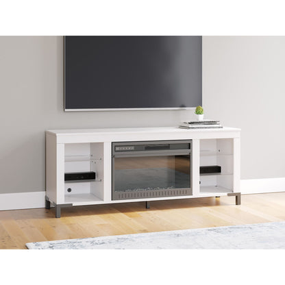 Meuble TV Brollevi avec cheminée - Blanc