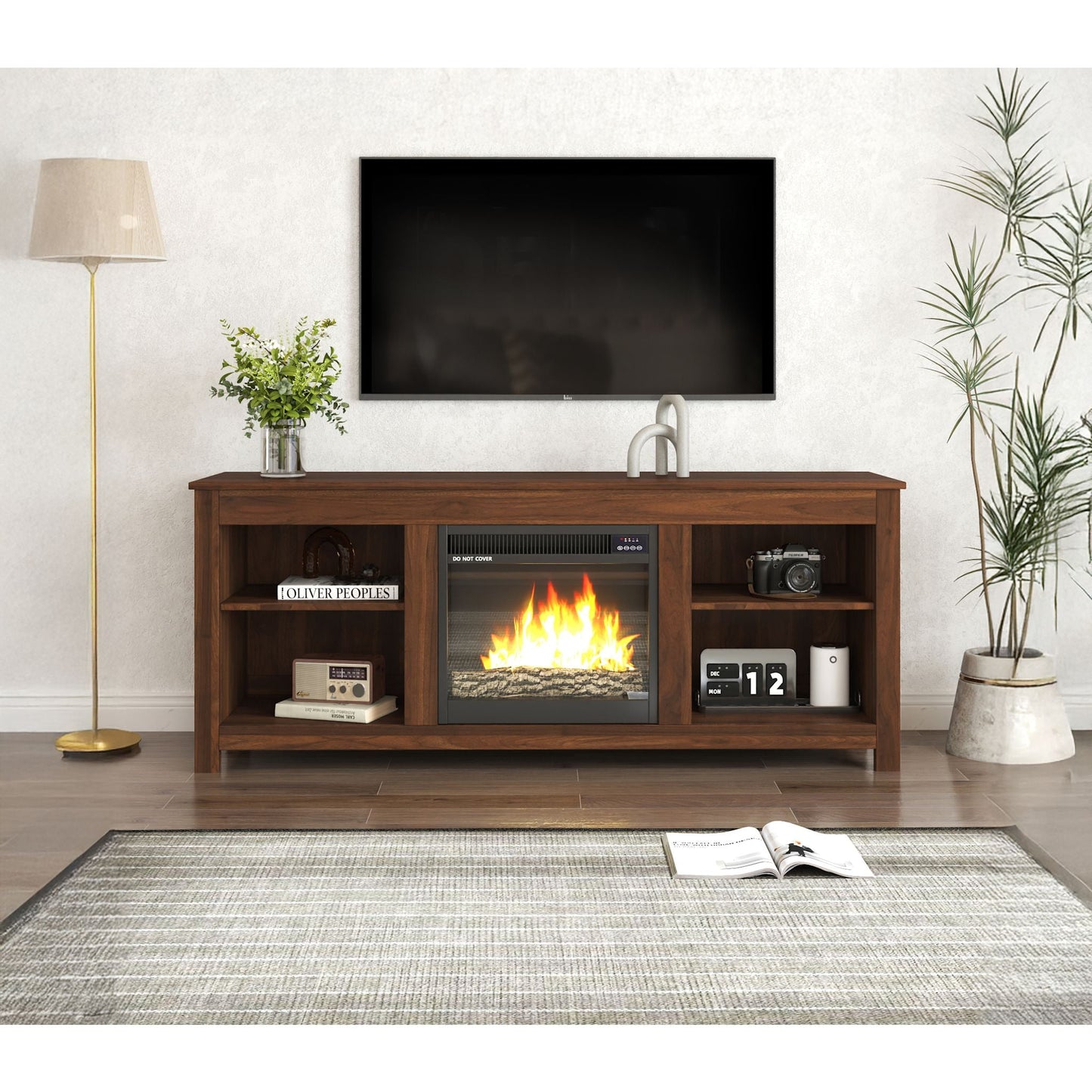 Meuble TV Brenna avec cheminée