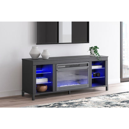 Meuble TV Cayberry avec cheminée - Noir
