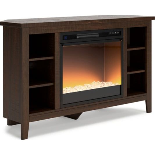 Meuble de divertissement Camiburg avec cheminée - Brun chaud