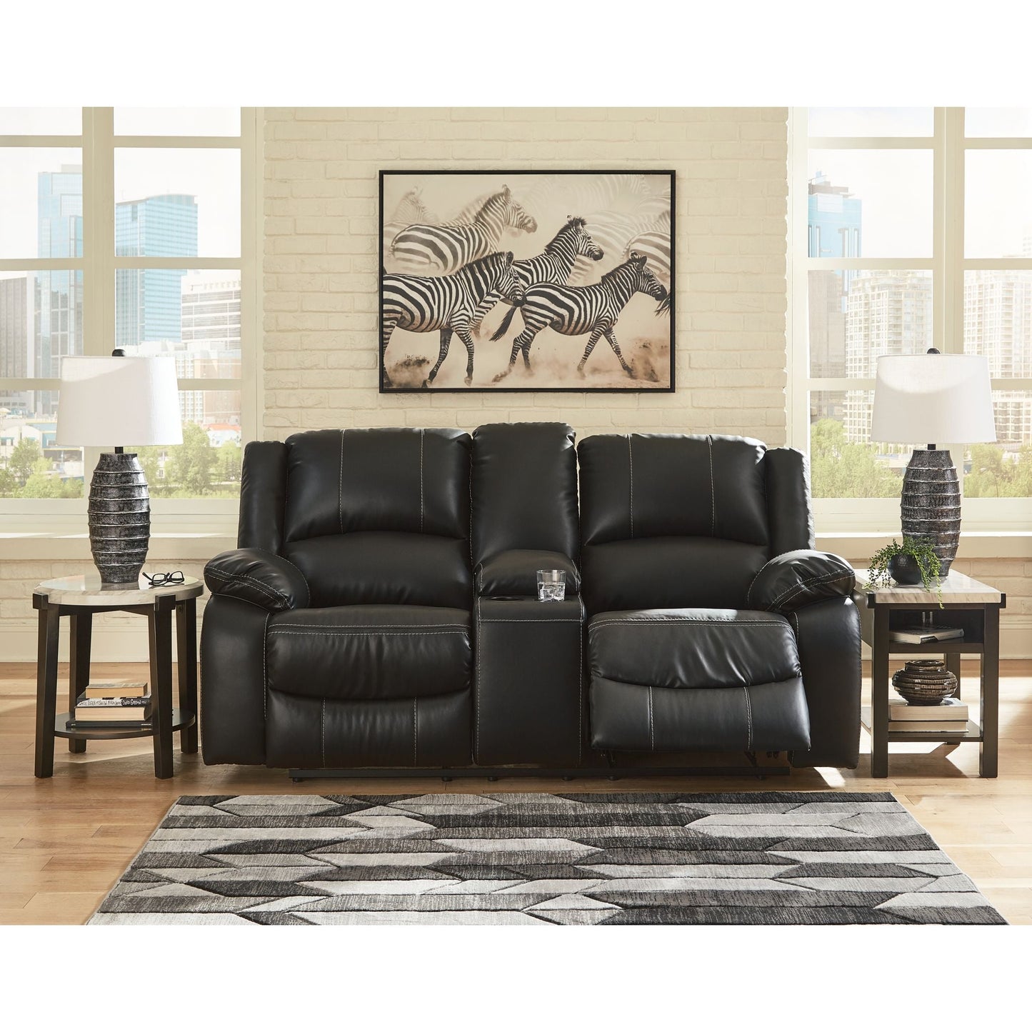 Causeuse inclinable avec console Calderwell - Noir