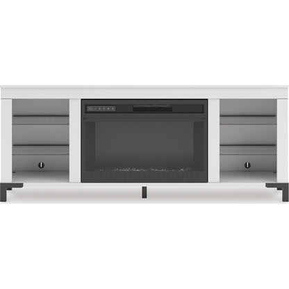 Meuble TV Brollevi avec cheminée - Blanc