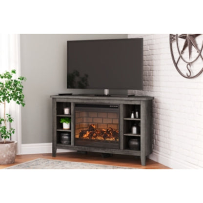Meuble de divertissement Arlenbry avec cheminée - Gris