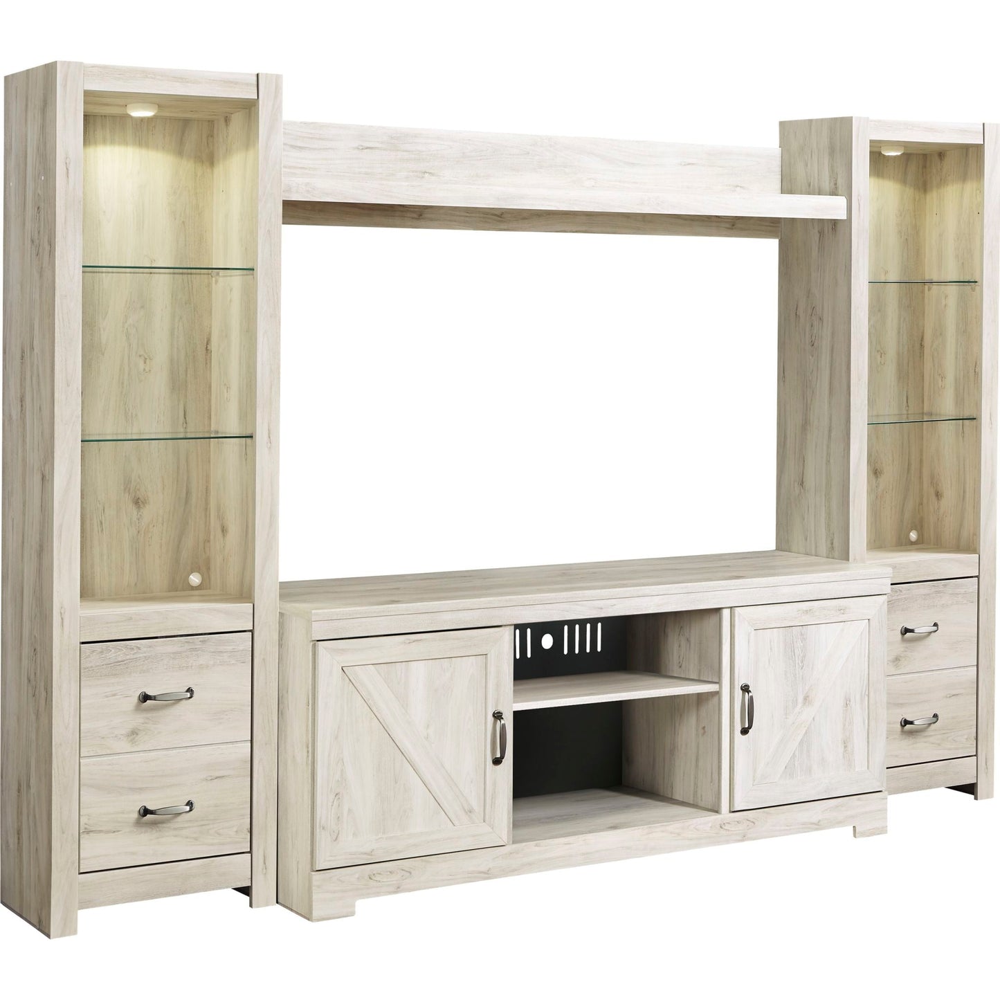 Meuble de divertissement Bellaby avec cheminée - Blanchiment