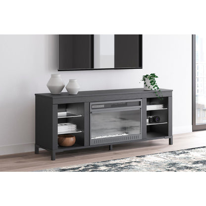 Meuble TV Cayberry avec cheminée - Noir