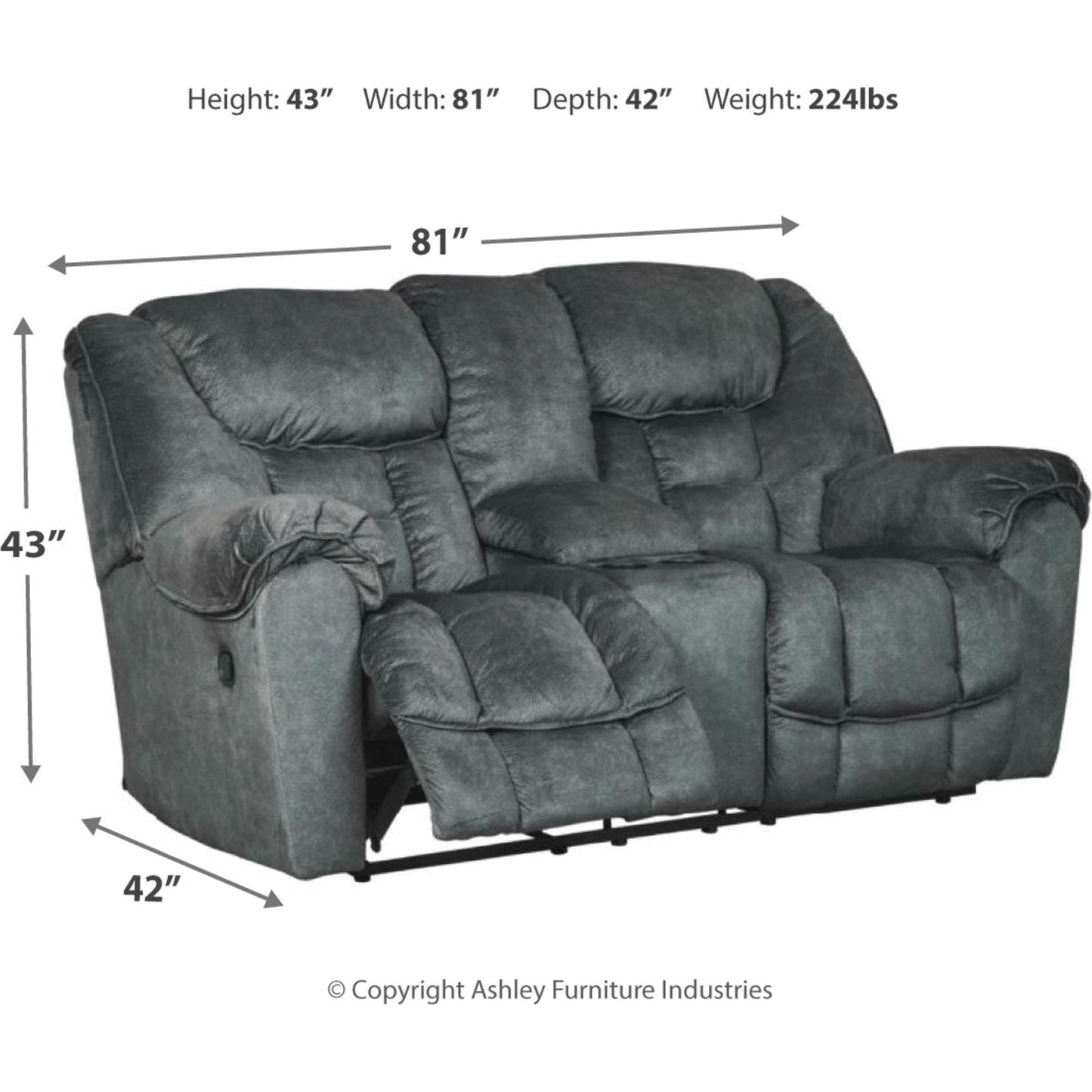 Causeuse inclinable Capehorn avec console - Granit