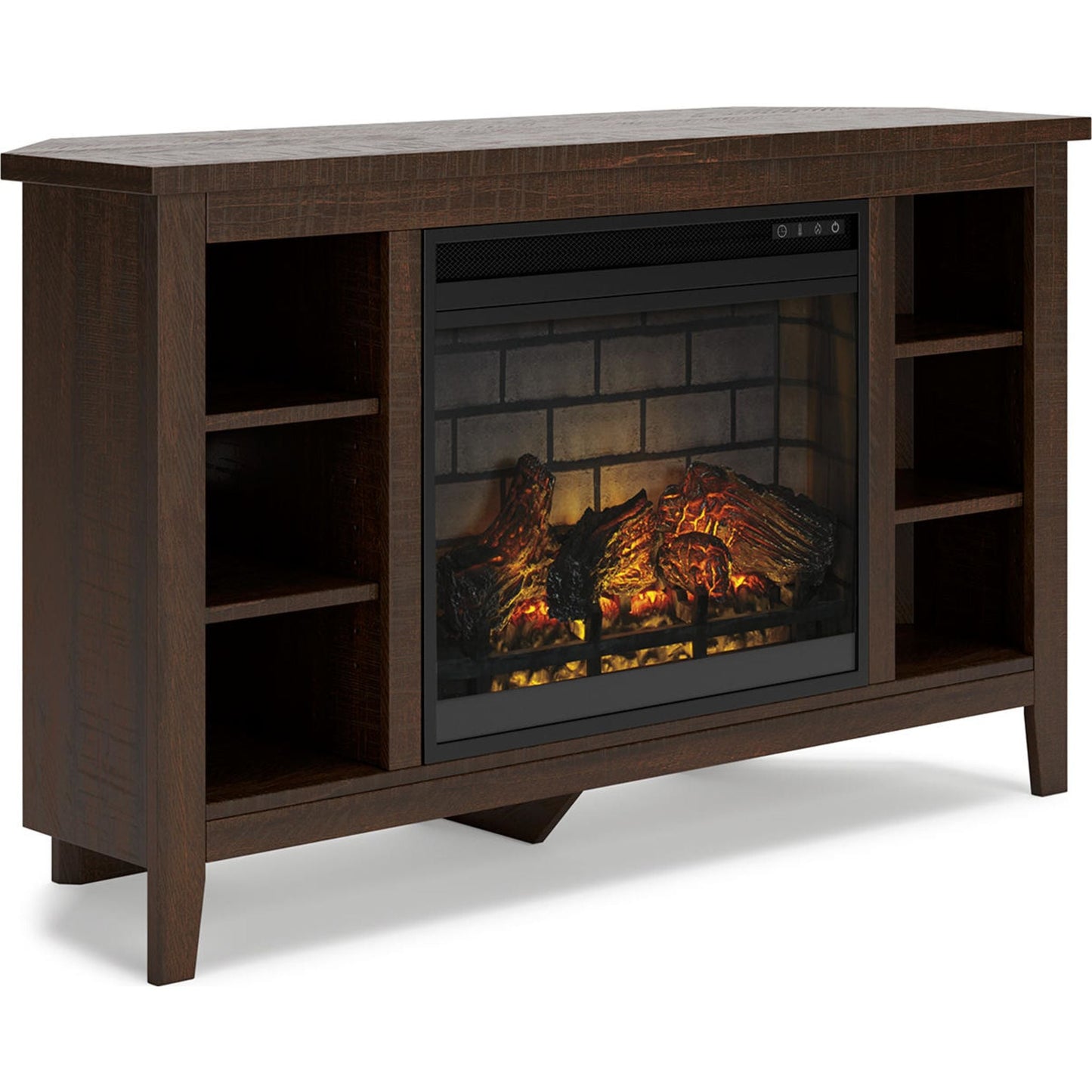 Meuble de divertissement Camiburg avec cheminée - Brun chaud