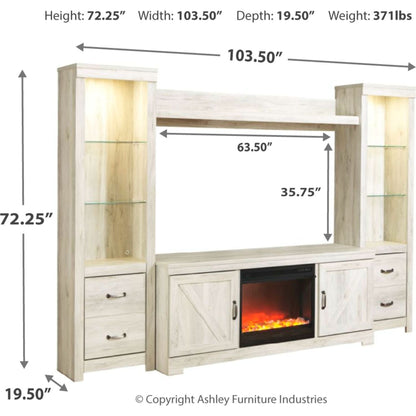 Meuble de divertissement Bellaby avec cheminée - Blanchiment