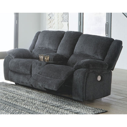 Causeuse inclinable électrique Draycoll avec console - Ardoise