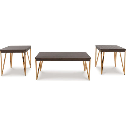 Lot de 3 tables Bandyn - Marron/Champagne