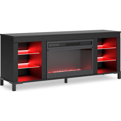 Meuble TV Cayberry avec cheminée - Noir